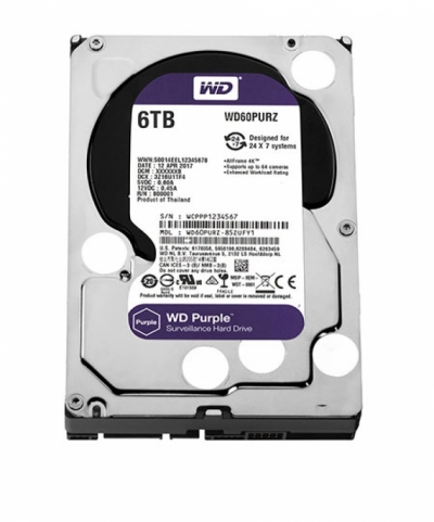 Ổ cứng HDD WD Purple 6TB 3.5 inch, 5640RPM, SATA, 256MB Cache (WD63PURZ)