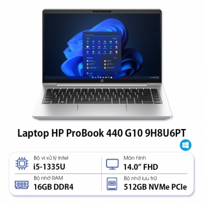 Laptop HP ProBook 440 G10 9H8U6PT (Intel Core i5-1335U | 16GB | 512GB | Intel UHD | 14 inch FHD | Win 11 | Bạc)