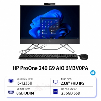 Máy tính để bàn HP All in one ProOne 240 G9 6M3V0PA (Intel Core i5-1235U | 8GB | 256GB | Intel Iris Xe | 23.8 inch FHD | Win 11 | Đen)