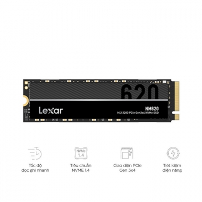 Ổ CỨNG SSD LEXAR NM620 256GB M.2 2280 PCIE 3.0X4 (ĐOC 3000MB/S - GHI 1300MB/S) - (LNM620X256G-RNNNG)