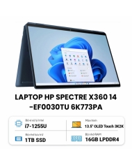 Laptop HP Spectre 14-ef0030TU 6K773PA (Core i7 1255U/ 16GB/ 1TB SSD/ Intel Iris Xe Graphics/ 13.5inch 3K2K Touch/ Windows 11 Home/ Xanh đen/ Vỏ nhôm)