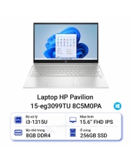 Laptop HP Pavilion 15-eg3099TU 8C5M0PA (Core i3 1315U/ 8GB/ 256GB SSD/ Intel UHD Graphics/ 15.6inch Full HD/ Windows 11 Home/ Silver/ Vỏ nhôm)